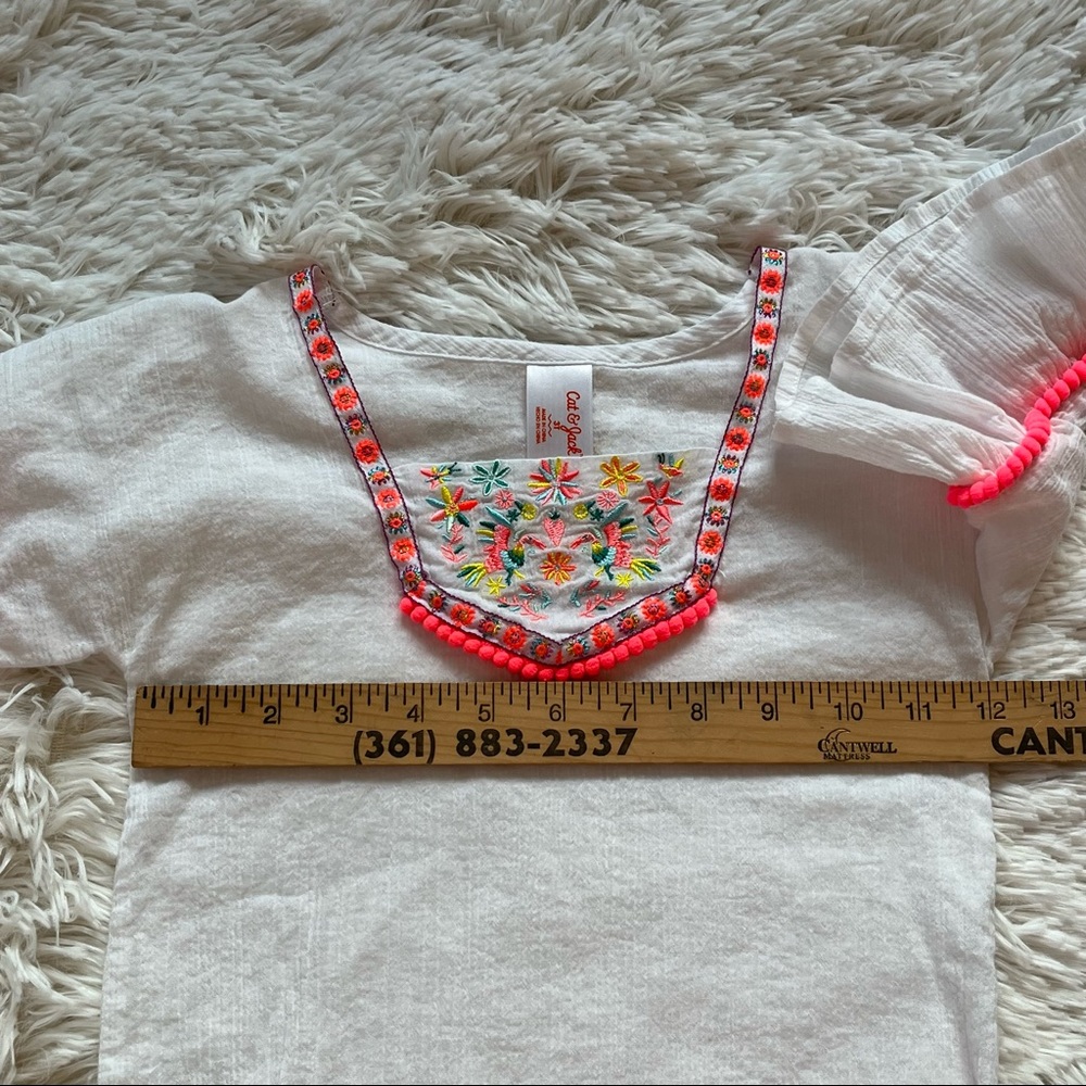 Cat & Jack Size 3T White with Multi Color Embroidery Swimsuit Coverup Dress - Picture 6 of 10